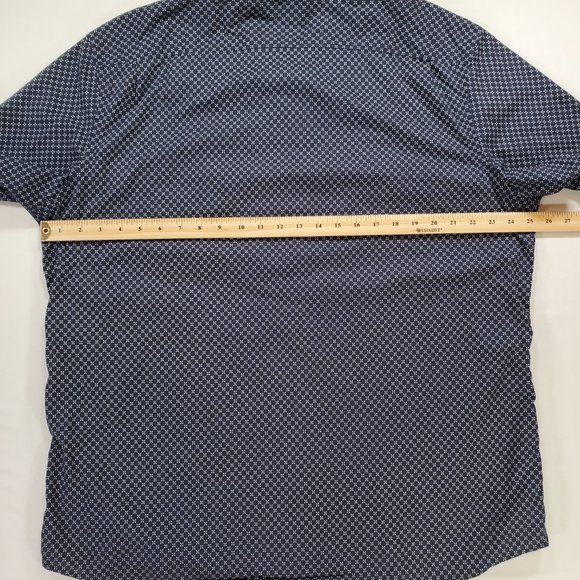 Faherty Shirt Mens 2XL Navy Blue All Over Print Casual Button Down Gorpcore - Picture 11 of 13